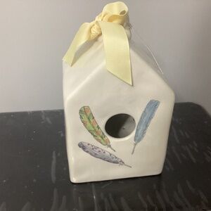 Rae Dunn feathers birdhouse htf